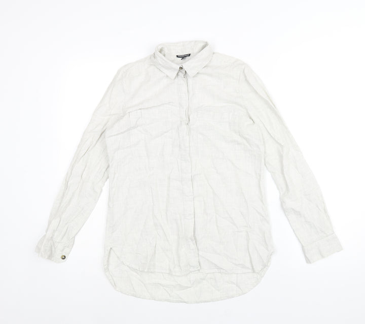 Warehouse Womens Green Polyester Basic Button-Up Size 8 Collared