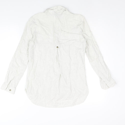 Warehouse Womens Green Polyester Basic Button-Up Size 8 Collared