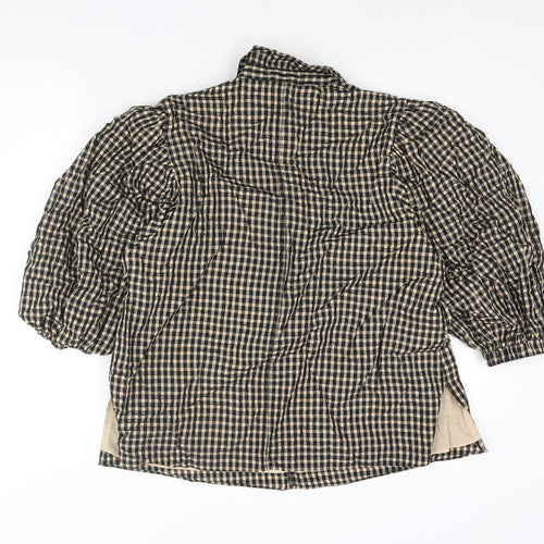 Jigsaw Womens Black Check Viscose Basic Blouse Size 14 Collared