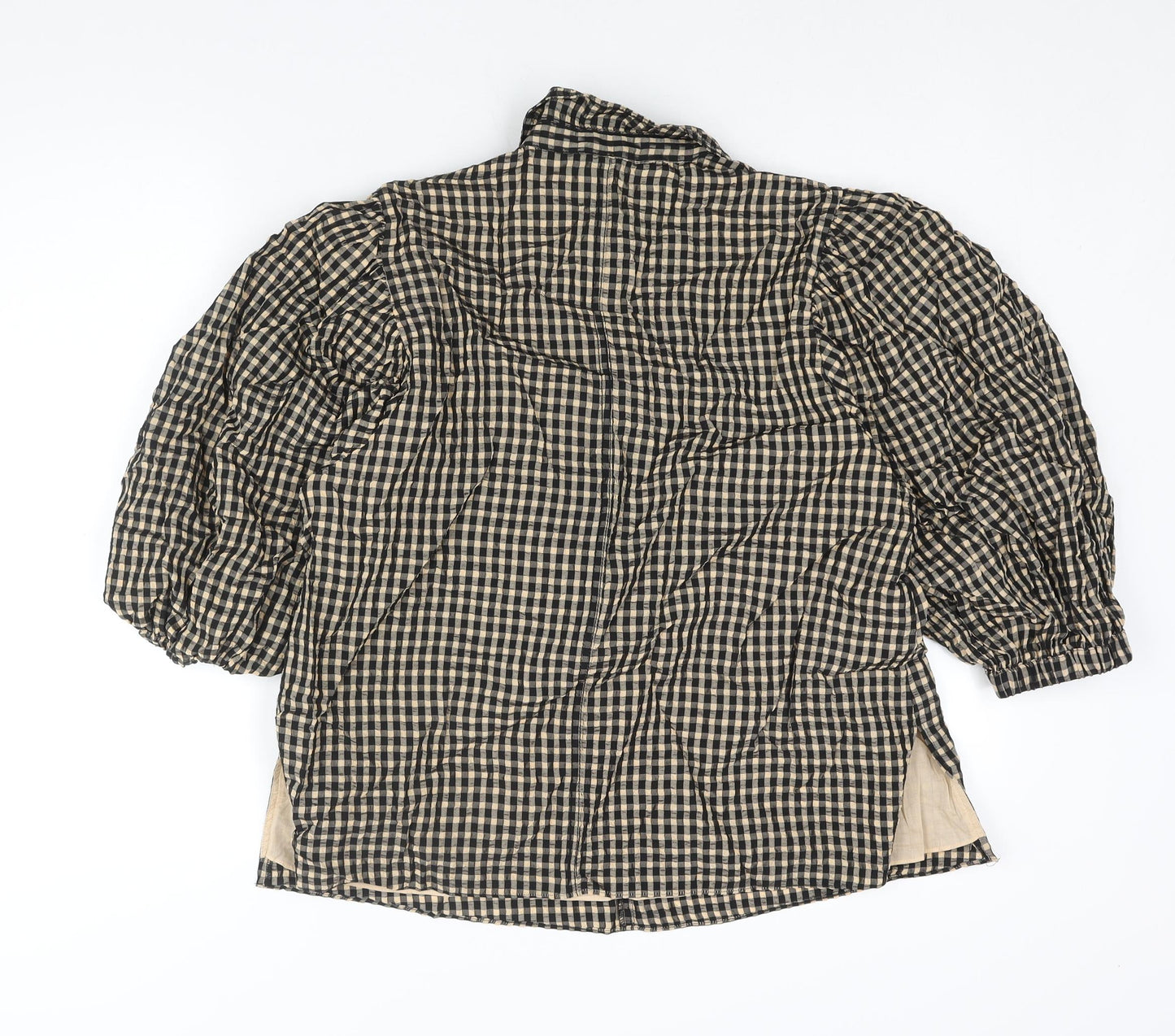 Jigsaw Womens Black Check Viscose Basic Blouse Size 14 Collared