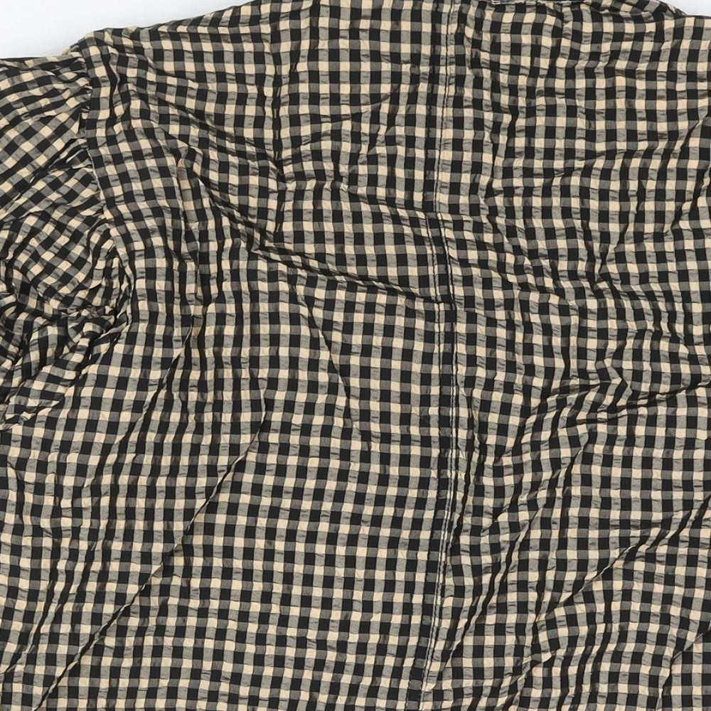 Jigsaw Womens Black Check Viscose Basic Blouse Size 14 Collared