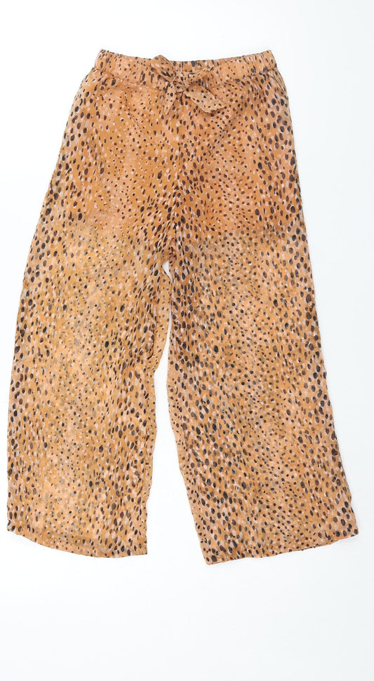 River Island Girls Orange Geometric Polyester Cropped Trousers Size 7-8 Years Regular Pullover - Bow Semi Sheer Undershorts
