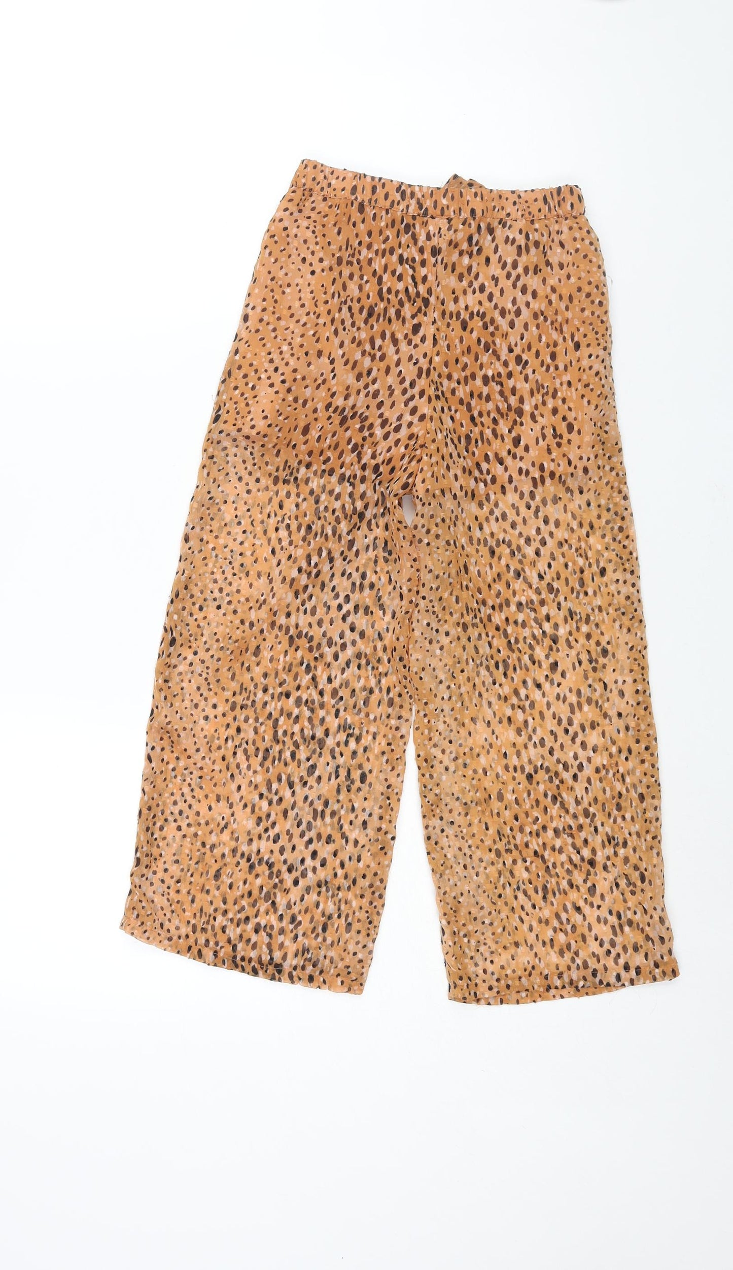 River Island Girls Orange Geometric Polyester Cropped Trousers Size 7-8 Years Regular Pullover - Bow Semi Sheer Undershorts