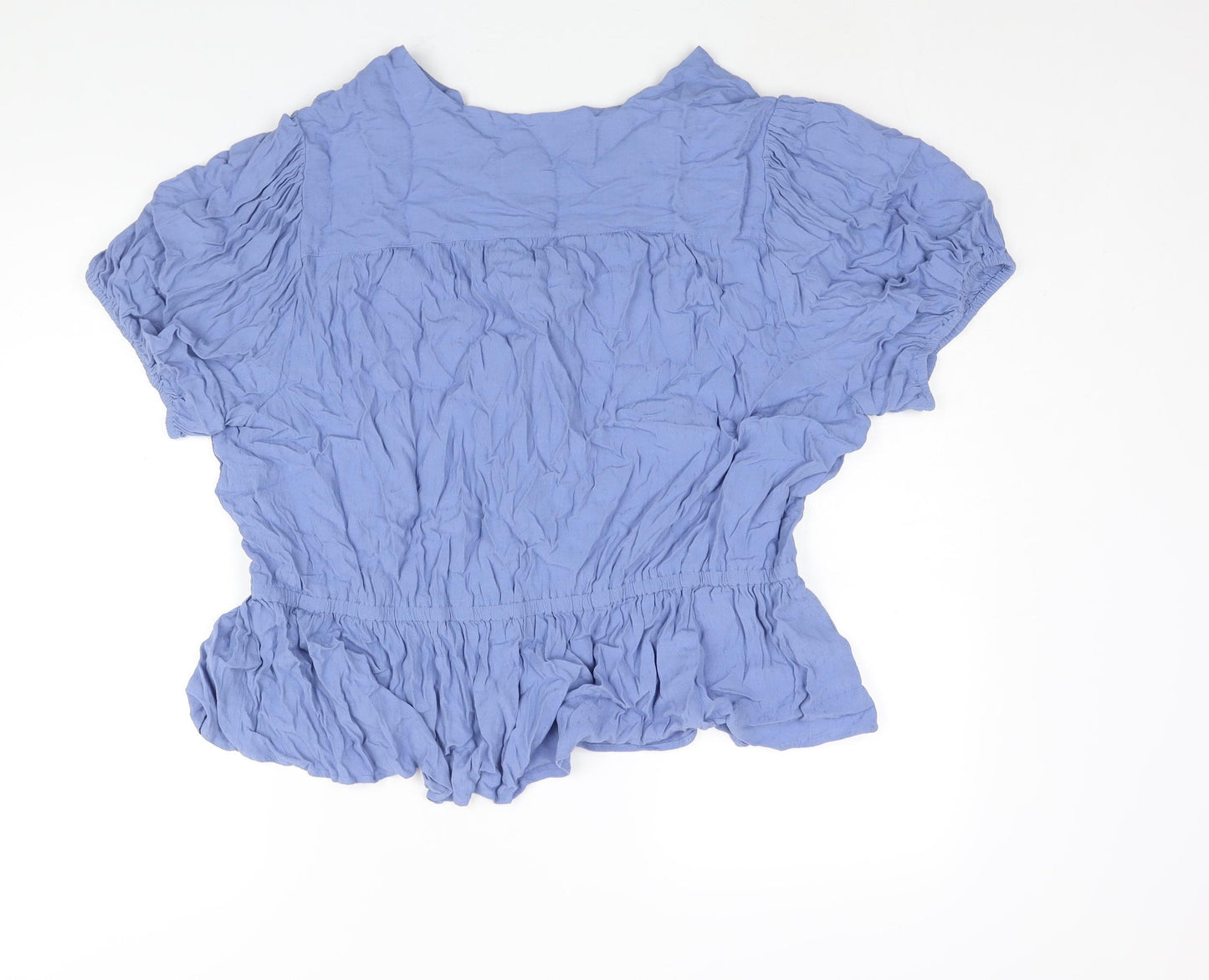 Marks and Spencer Womens Blue Viscose Basic Blouse Size 22 V-Neck - Peplum