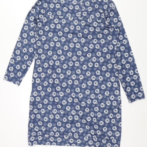 Alice Collins Womens Blue Geometric Polyester Shift Size 10 Round Neck Button