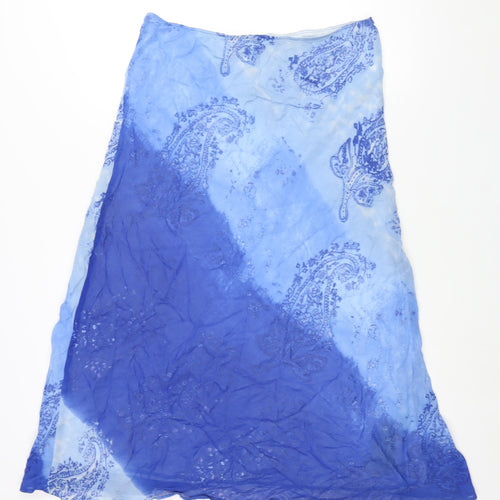 Wallis Womens Blue Paisley Polyester A-Line Skirt Size 18 - Ombre