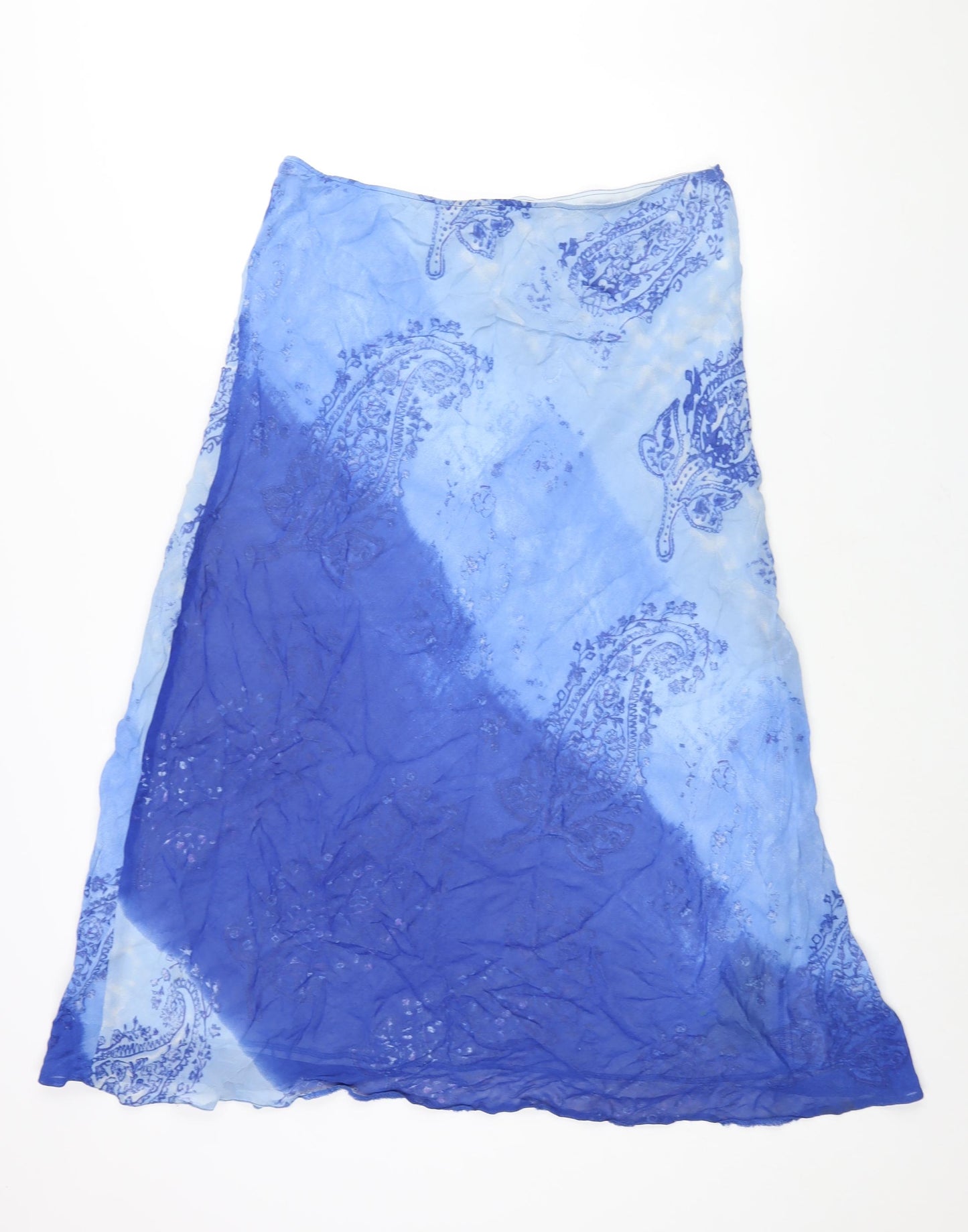 Wallis Womens Blue Paisley Polyester A-Line Skirt Size 18 - Ombre