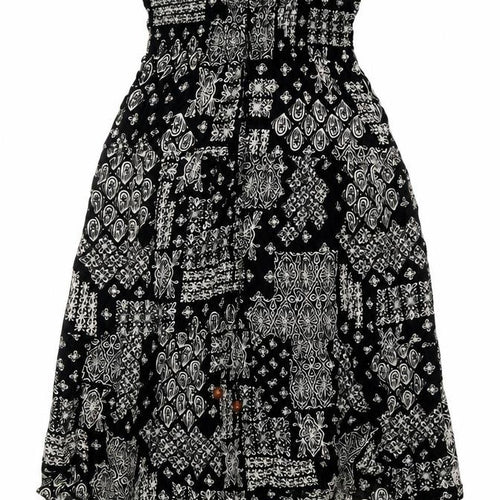 Apricot Womens Black Geometric Viscose A-Line Size 10 Square Neck Pullover - Rouched Tie Detail