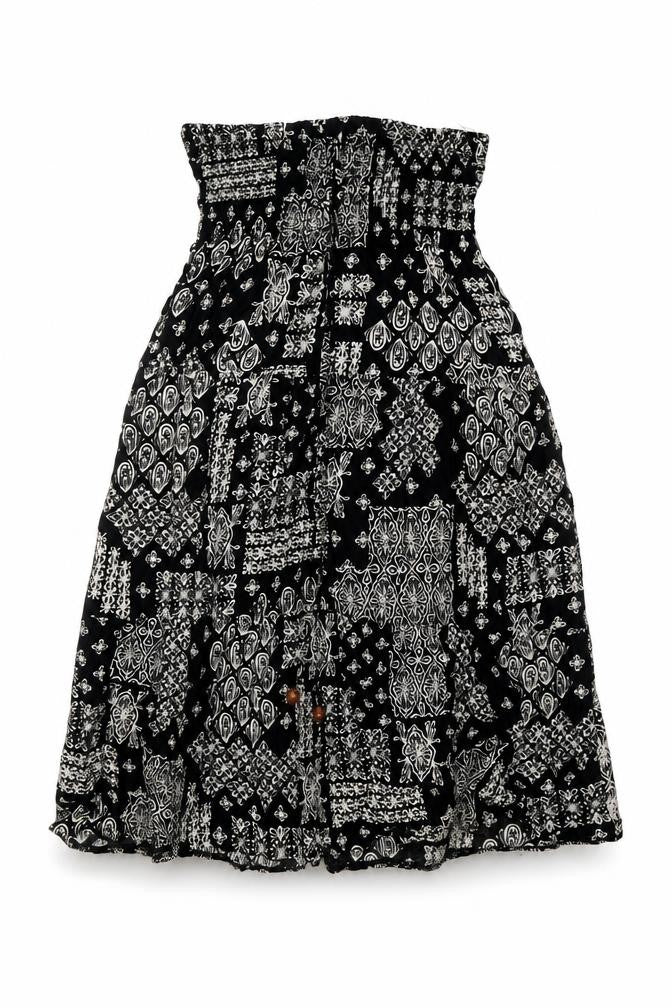 Apricot Womens Black Geometric Viscose A-Line Size 10 Square Neck Pullover - Rouched Tie Detail