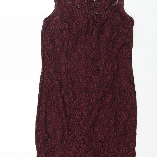 Miss Selfridge Womens Purple Nylon Shift Size 10 Mock Neck Zip
