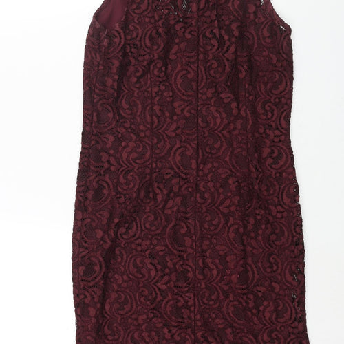 Miss Selfridge Womens Purple Nylon Shift Size 10 Mock Neck Zip