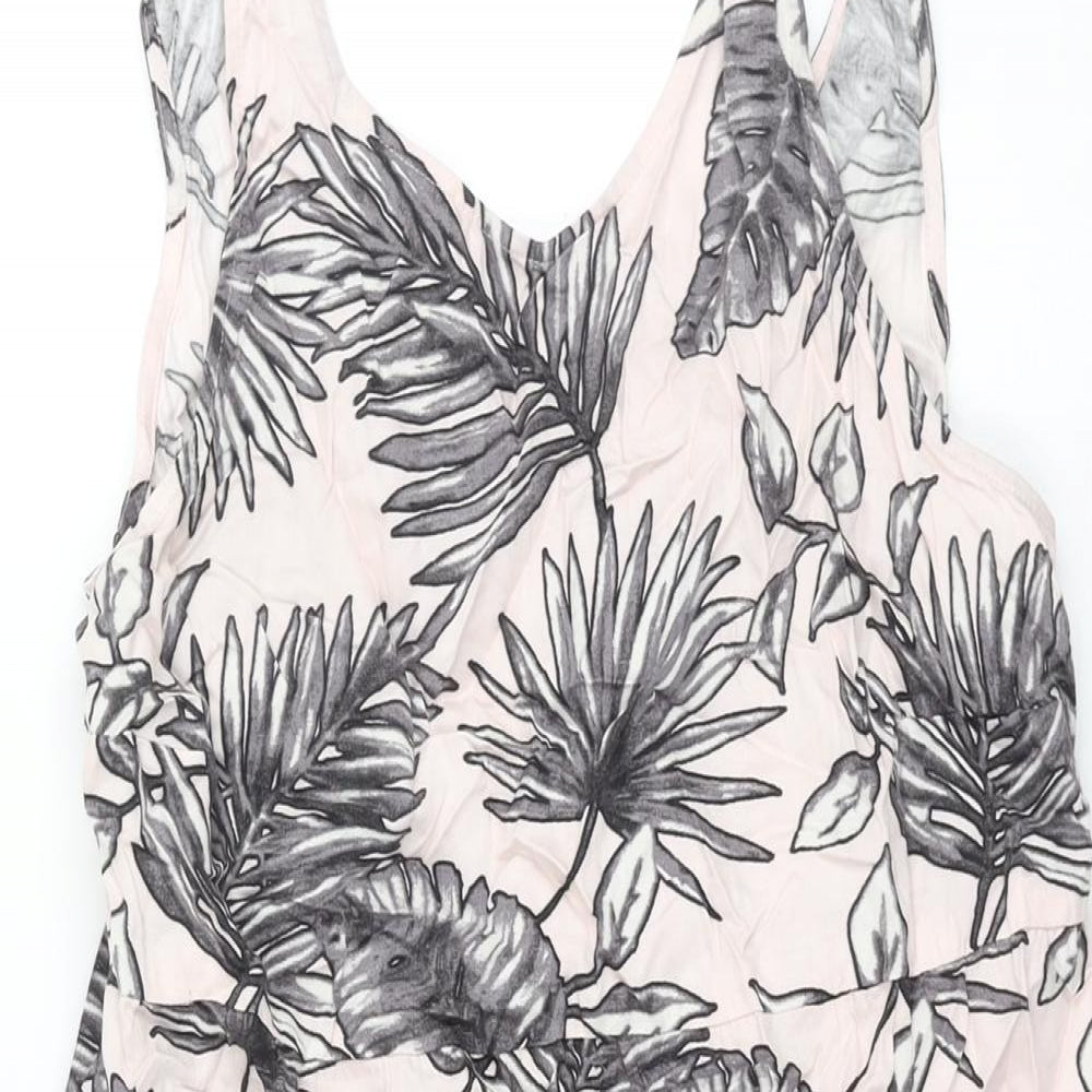 H&M Womens Multicoloured Geometric Viscose A-Line Size M Scoop Neck Pullover