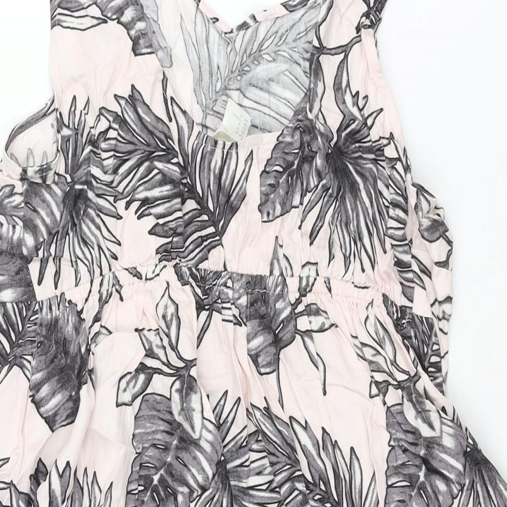 H&M Womens Multicoloured Geometric Viscose A-Line Size M Scoop Neck Pullover