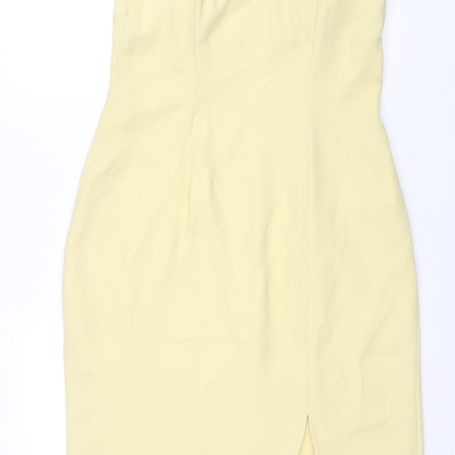 Frances Lee Womens Yellow Polyester Shift Size 14 Sweetheart Zip - Closed Vent Detail