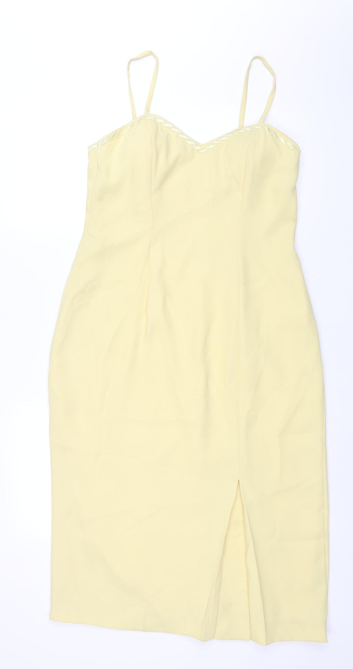 Frances Lee Womens Yellow Polyester Shift Size 14 Sweetheart Zip - Closed Vent Detail