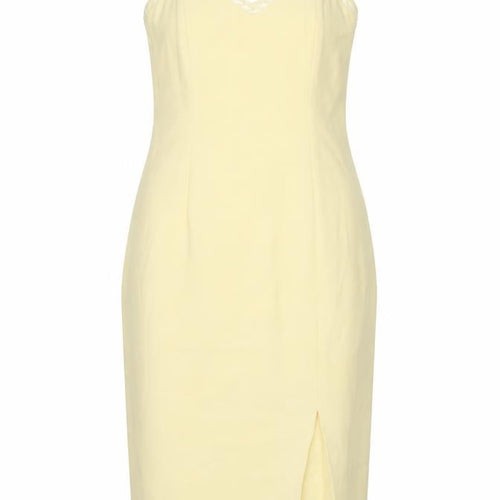 Frances Lee Womens Yellow Polyester Shift Size 14 Sweetheart Zip - Closed Vent Detail