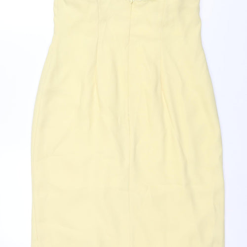 Frances Lee Womens Yellow Polyester Shift Size 14 Sweetheart Zip - Closed Vent Detail