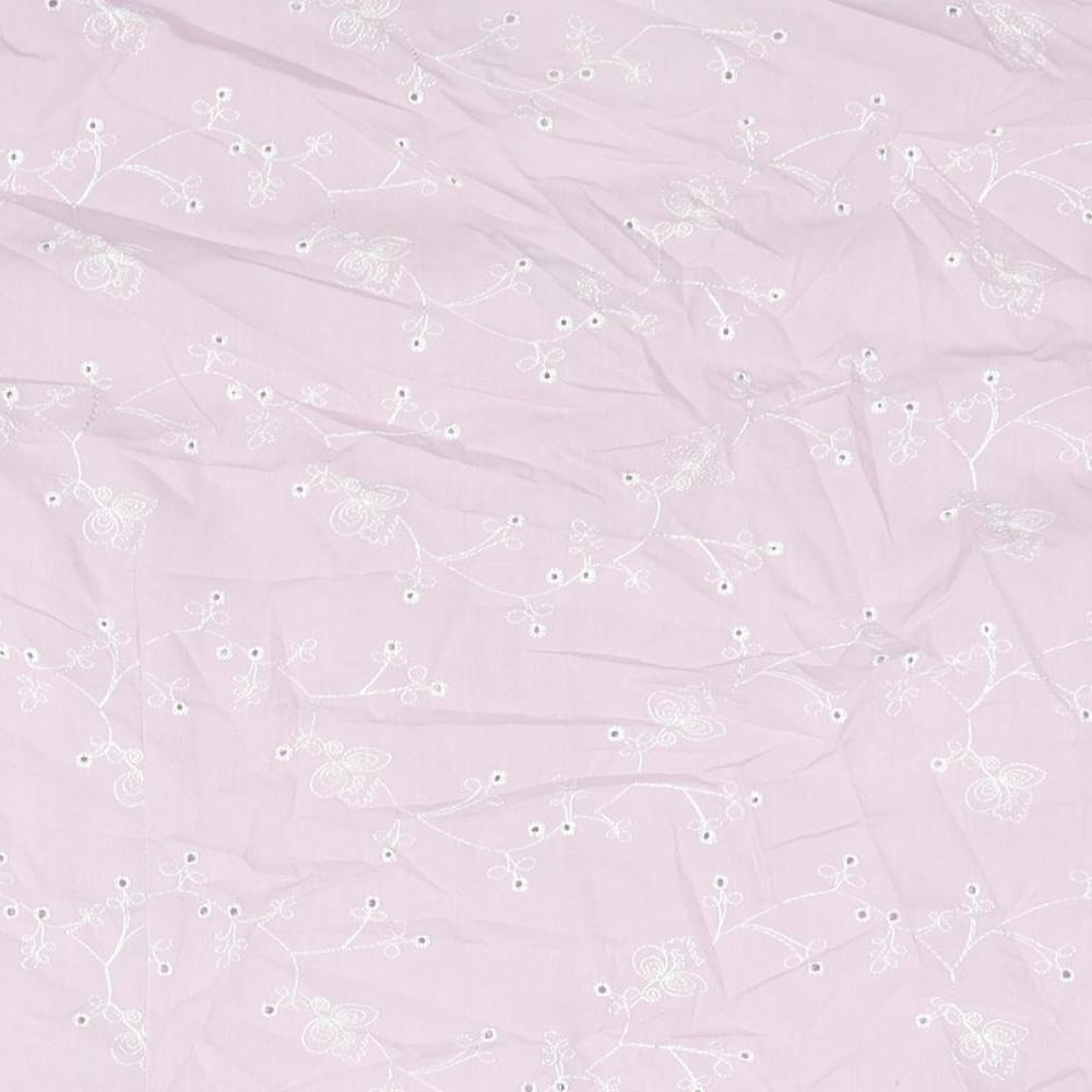 Damart Womens Pink Cotton Basic Button-Up Size 22 Collared - Floral Embroidery