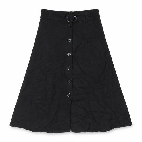 & Other Stories Womens Black Viscose A-Line Skirt Size 6 Button - Belted