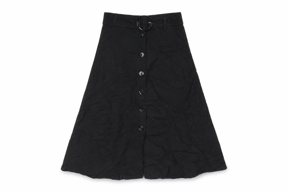& Other Stories Womens Black Viscose A-Line Skirt Size 6 Button - Belted