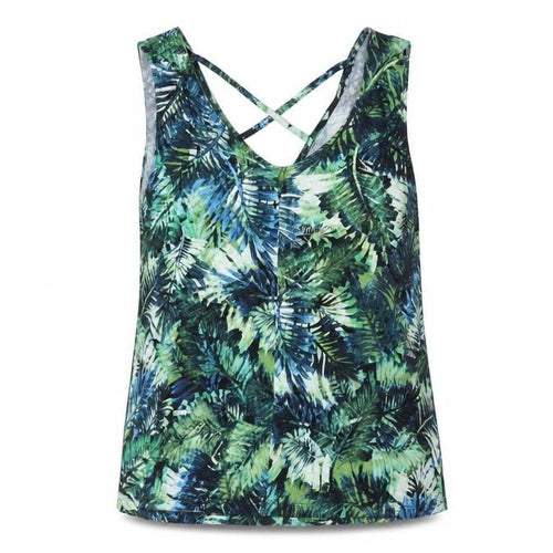 Vewry Womens Green Geometric Viscose Camisole Blouse Size 10 V-Neck - Strap Detail Leaf Print