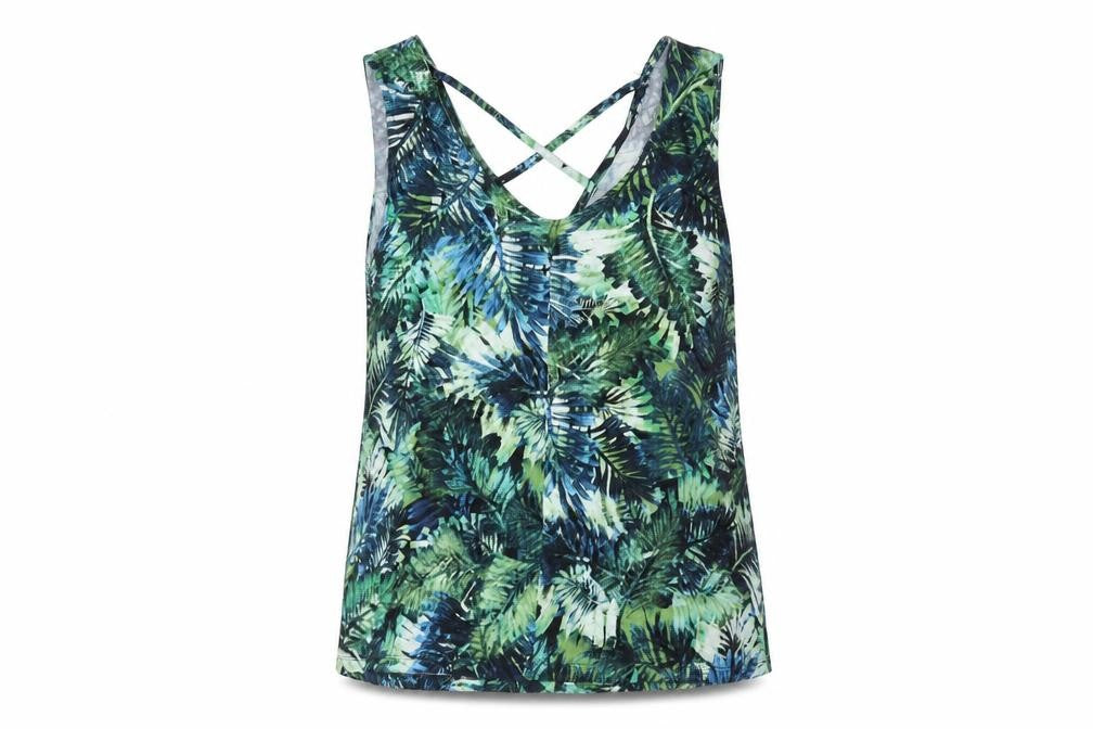 Vewry Womens Green Geometric Viscose Camisole Blouse Size 10 V-Neck - Strap Detail Leaf Print