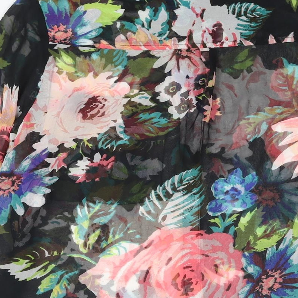 H&M Womens Multicoloured Floral Polyester Basic Blouse Size 4 Collared - Semi Sheer