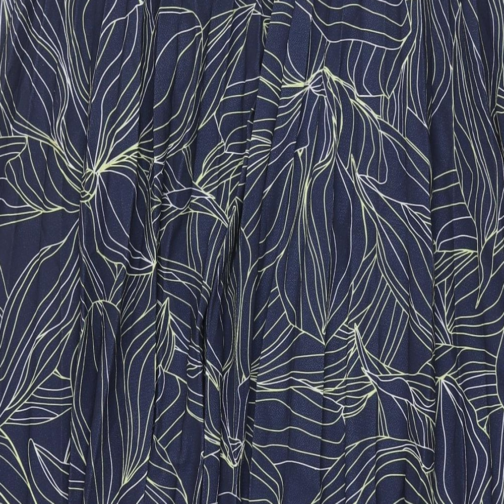 Roman Womens Blue Geometric Polyester Pleated Skirt Size 20