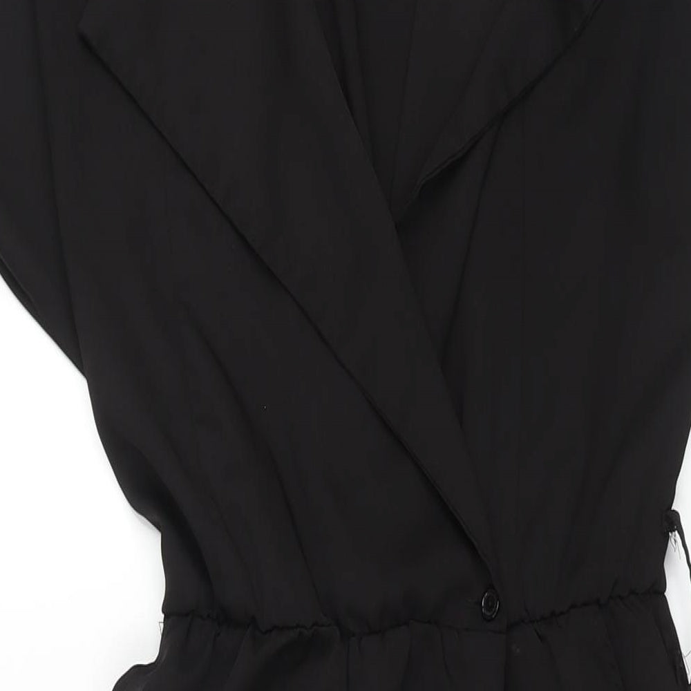 Missguided Womens Black Polyester Jumpsuit One-Piece Size 6 L23 in Button