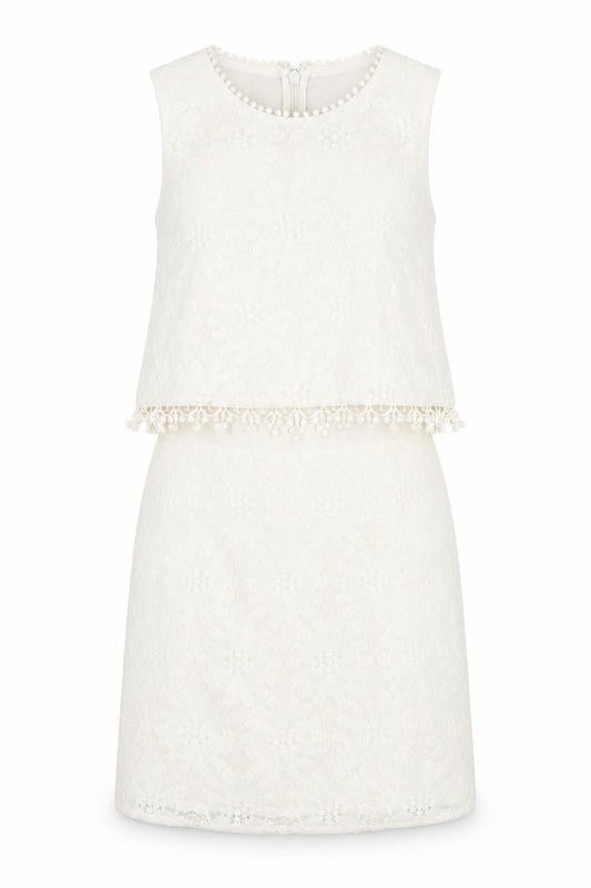 Front view of Topshop women’s ivory polyester mini, size UK 8, round neck zip