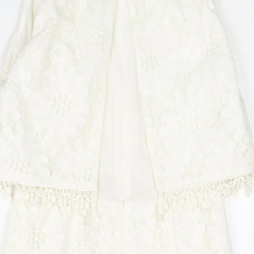 Topshop Womens Ivory Polyester Mini Size 8 Round Neck Zip