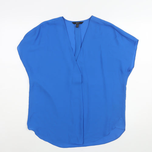 NEXT Womens Blue Polyester Basic Blouse Size 12 V-Neck