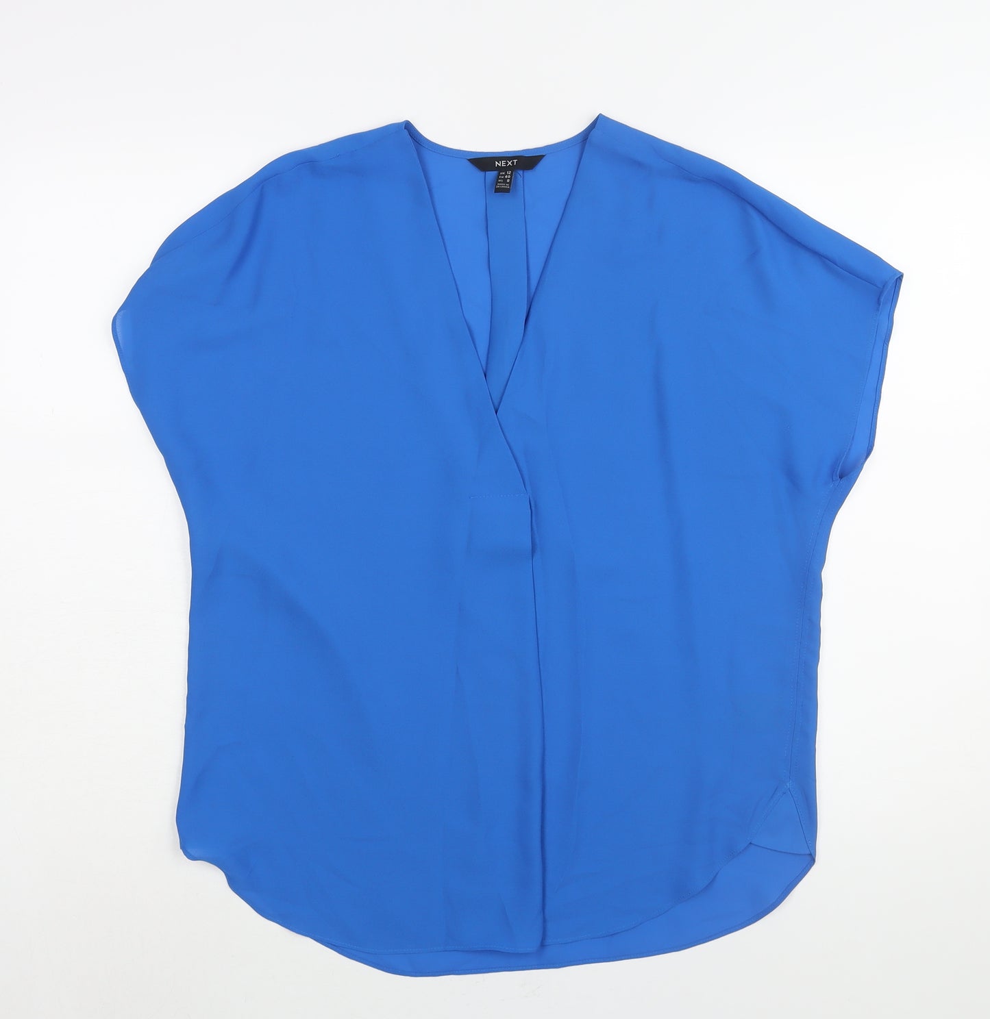NEXT Womens Blue Polyester Basic Blouse Size 12 V-Neck