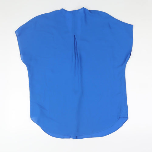 NEXT Womens Blue Polyester Basic Blouse Size 12 V-Neck