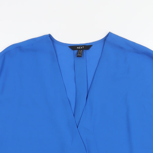 NEXT Womens Blue Polyester Basic Blouse Size 12 V-Neck