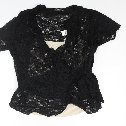 Wrapt Womens Black Nylon Wrap Blouse Size 20 V-Neck
