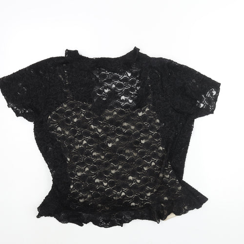 Wrapt Womens Black Nylon Wrap Blouse Size 20 V-Neck