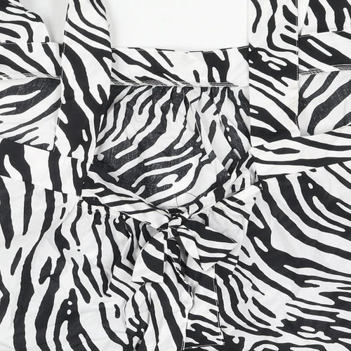 Marks and Spencer Womens Black Animal Print Cotton Basic Blouse Size 22 Square Neck - Zebra Print