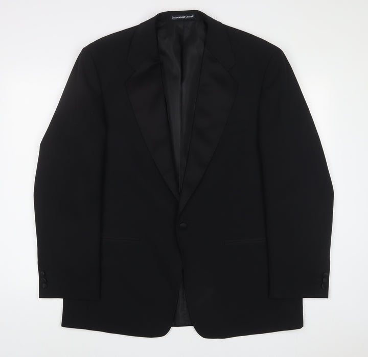 Greenwoods Mens Black Polyester Jacket Suit Jacket Size 42 Regular - Inside pockets
