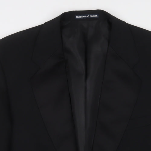 Greenwoods Mens Black Polyester Jacket Suit Jacket Size 42 Regular - Inside pockets
