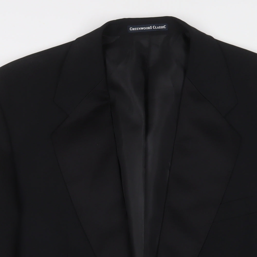 Greenwoods Mens Black Polyester Jacket Suit Jacket Size 42 Regular - Inside pockets