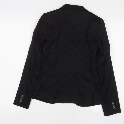 H&M Womens Black Argyle/Diamond Jacket Blazer Size 6 Button