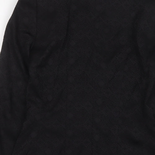 H&M Womens Black Argyle/Diamond Jacket Blazer Size 6 Button