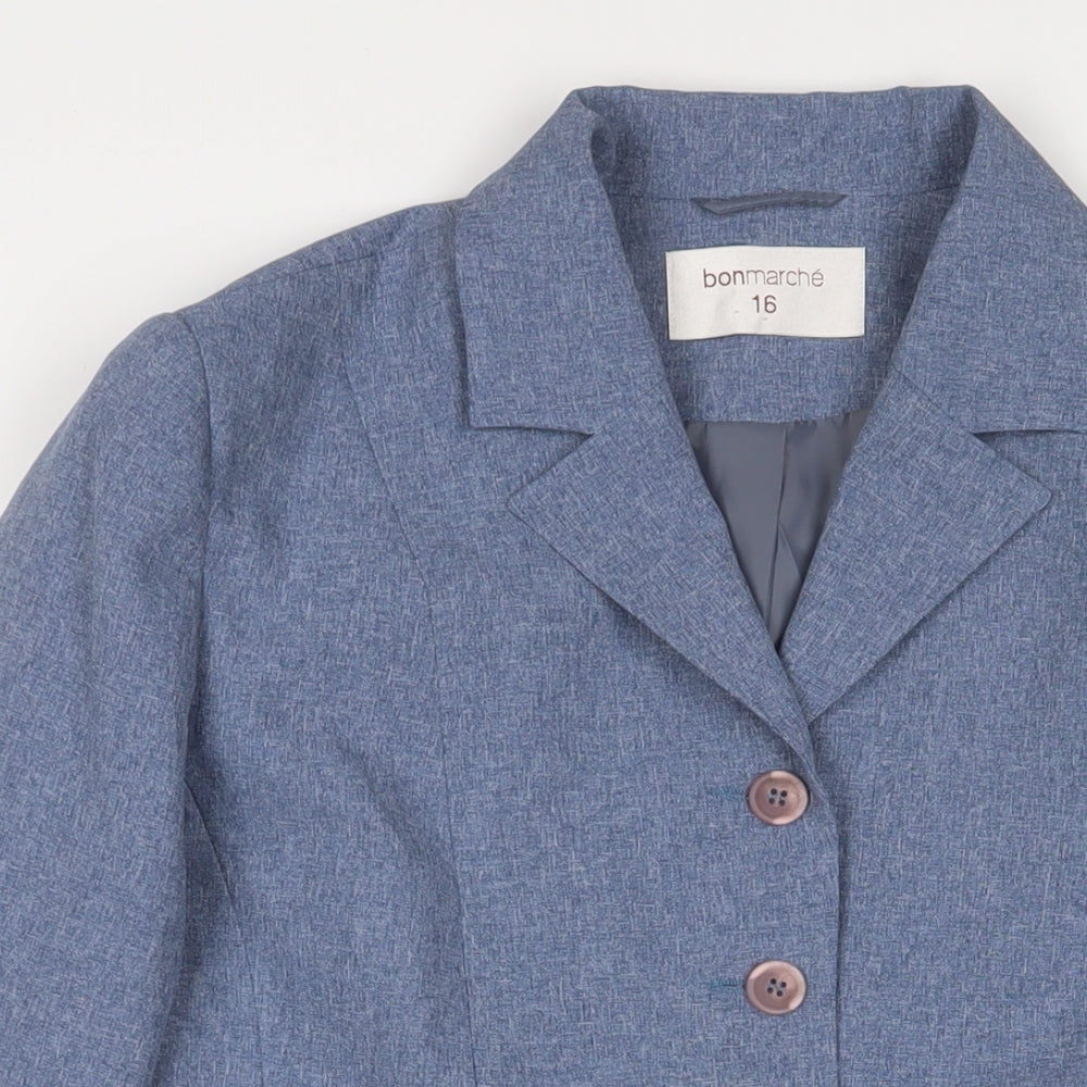 Bonmarché Womens Blue Jacket Blazer Size 16 Button