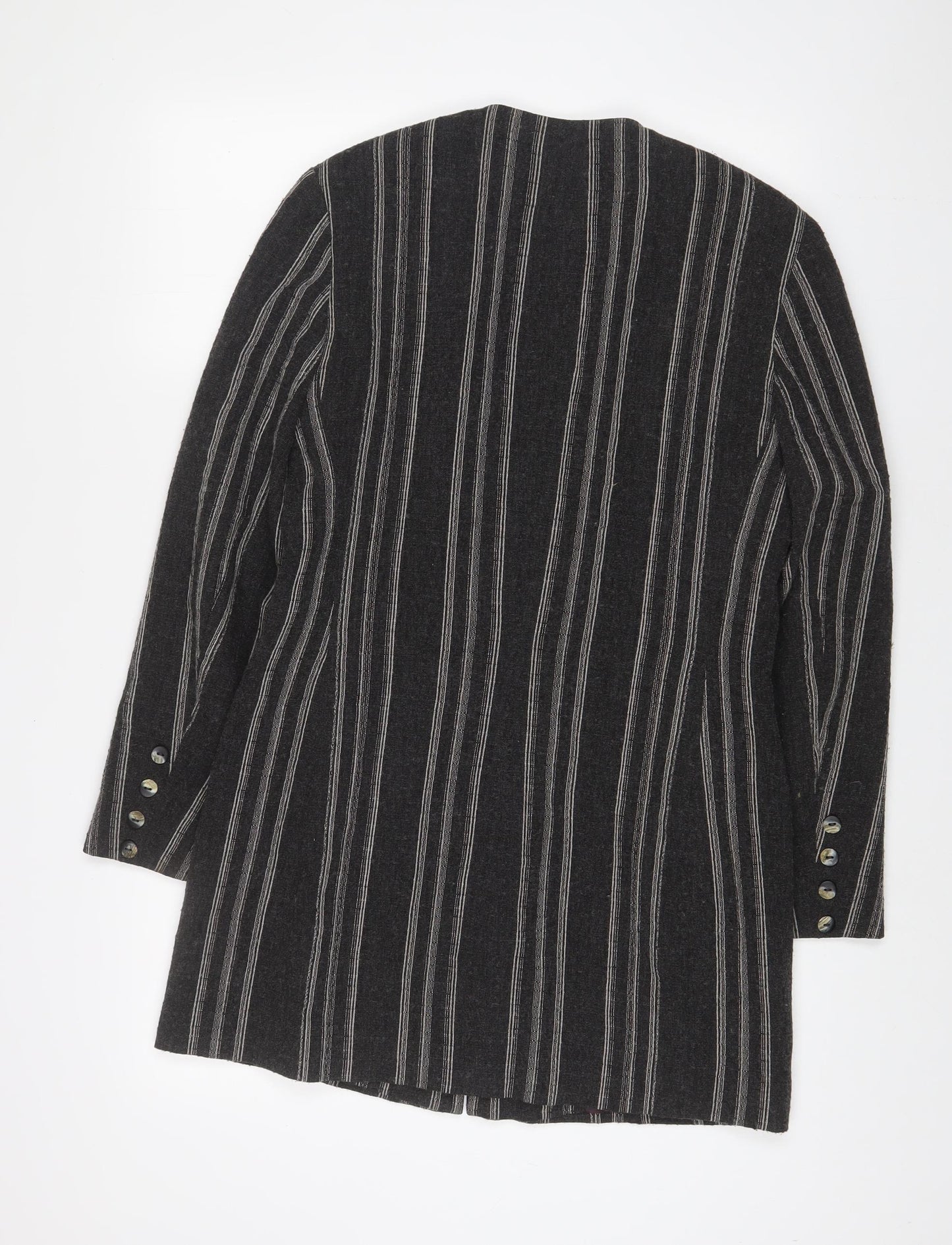 Wallis Womens Grey Striped Jacket Blazer Size 12 Button