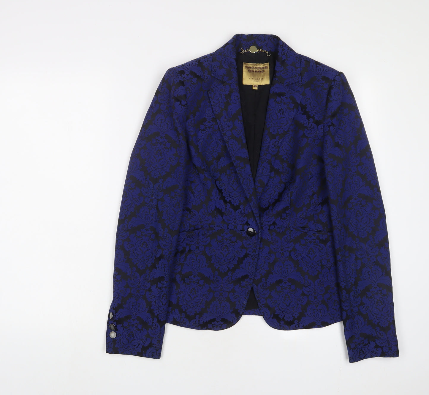 Ted Baker Womens Beige Fair Isle Jacket Blazer Size S Button