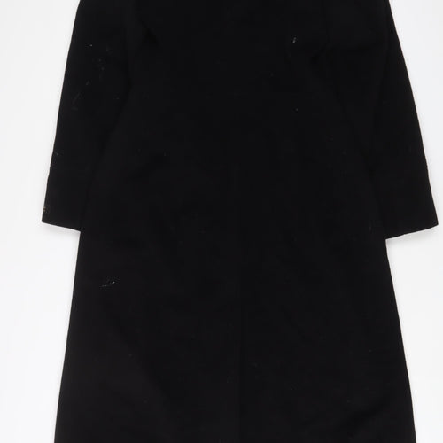 Marks and Spencer Womens Black Overcoat Coat Size 12 Button - Pockets