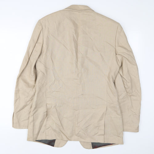 French Eye Mens Beige Linen Jacket Suit Jacket Size 36 Regular - Inside pockets