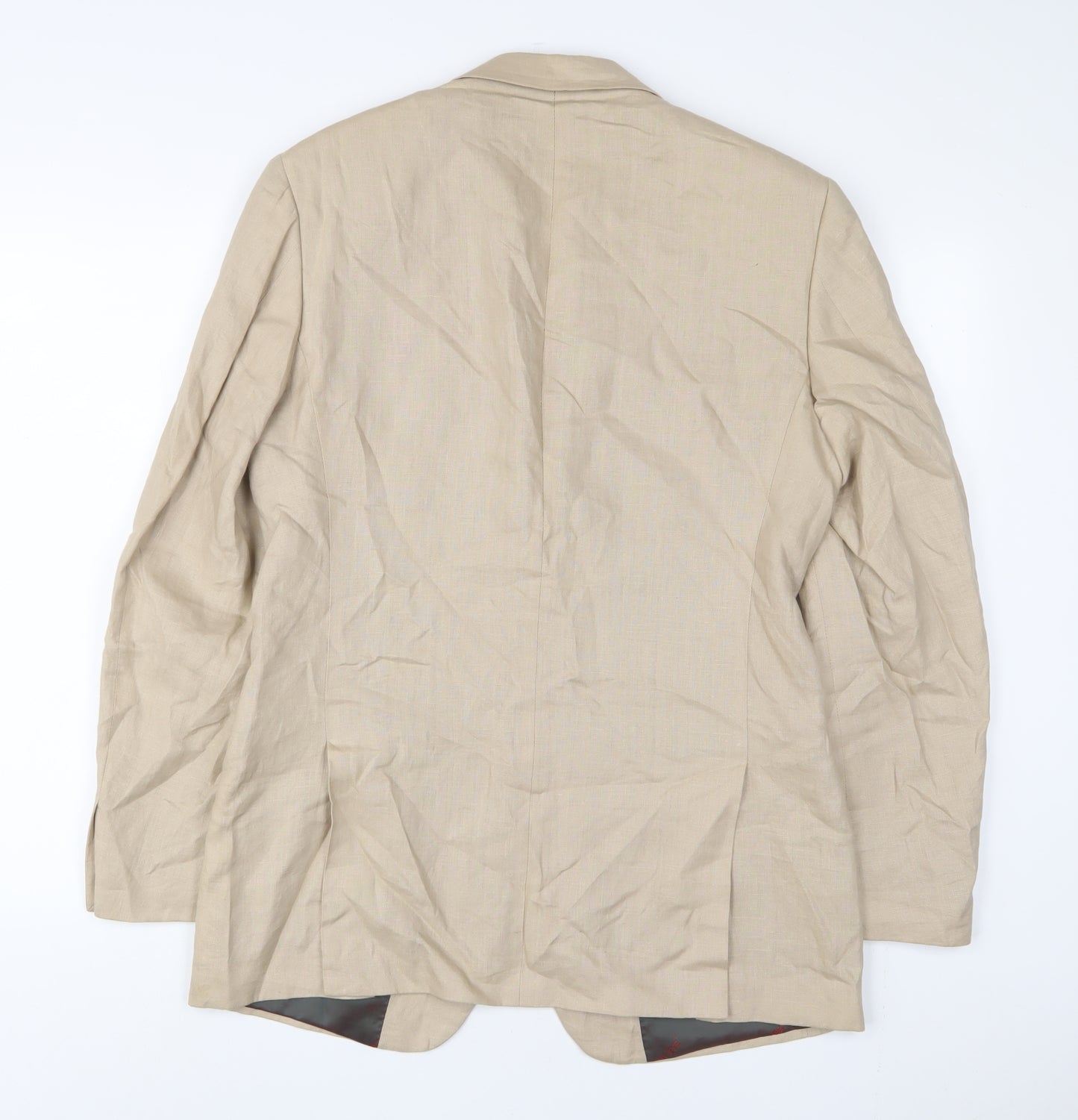 French Eye Mens Beige Linen Jacket Suit Jacket Size 36 Regular - Inside pockets