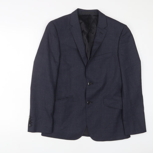John Lewis Mens Blue Wool Jacket Suit Jacket Size 36 Regular - Inside pockets